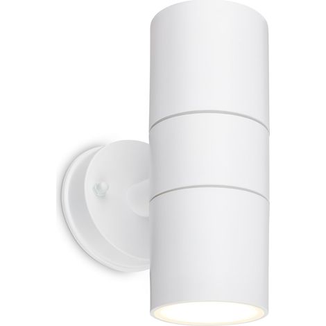 Applique murale extérieure IP54 protection contre les projections d'eau et la poussière, douille GU10, max. 7W, Lampe extérieure, Applique murale, Éclairage extérieur, 16x7,5x11 cm, Blanc (1/5)