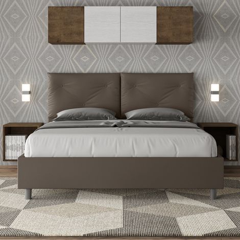 Letto matrimoniale contenitore imbottito 160x190 similpelle cappuccino Appia (1/5)
