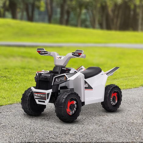 Elektrisches 6V-Quad für Kinder, geeignet für Kinder von 18 bis 36 Monaten, vorwärts und rückwärts, 2,5 km/h Geschwindigkeit, Weiß