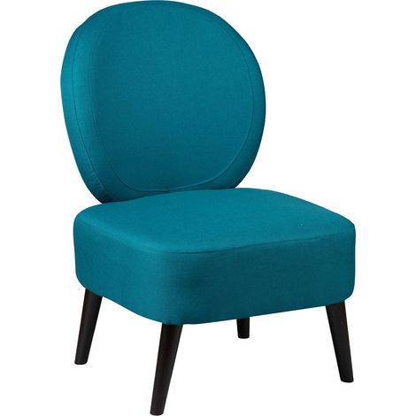 Altobuy – Fauteuil crapaud tissu bleu canard – Rembourrage mousse polyuréthane – Structure bois de pin – Dimensions 59x66xH86cm – Confort optimal (1/5)