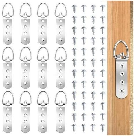 Lot De 12 Cintres Pour Tableaux Lourds Avec Anneau En D Pour Miroir, Avec 48 Vis 4 Trous Robustes Pour Suspendre Des Cadres D'Œuvres D'Art (1/5)