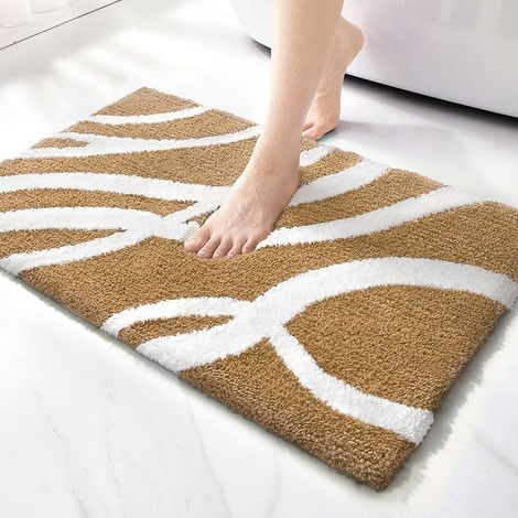 Beige Rutschfeste Mikrofaser-Badematte 40 x 60 cm, Weich und Saugfähig, Maschinenwaschbar (Florida) (1/5)