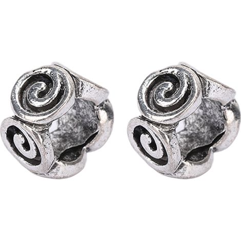 Lot de 50 perles à barbe rétro motif vague, 9mm rondes plates trou large, spacer en alliage pour DIY barbe et bijoux (1/5)