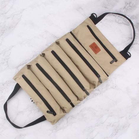 Fabric Tool Kit, Portable Car Tool Storage Bag, Electrician Tool Bag, Hardware Tool Kit, Khaki (1/3)