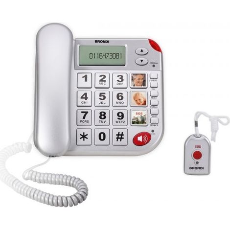 BRONDI Telefono a filo senior SUPER BRAVO PLUS con telecomando per chiamate SOS