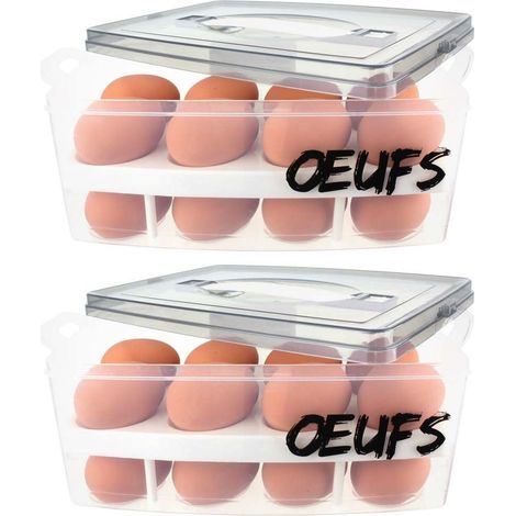 Boite à oeufs en plastique 24 emplacements 2 étages (Lot de 2) (1/4)