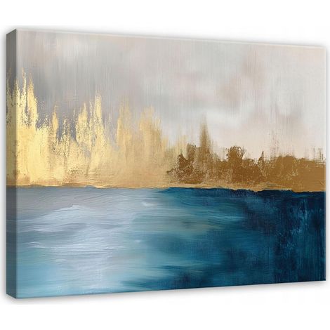 Peinture abstraite or gris loft pour chambre salon sur toile 40x30 (1/3)