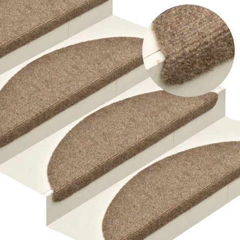 Felpudos autoadhesivos para escaleras, 15 unidades, 65 x 21 x 4 cm, beige, semicirculares, grandes vidaXL