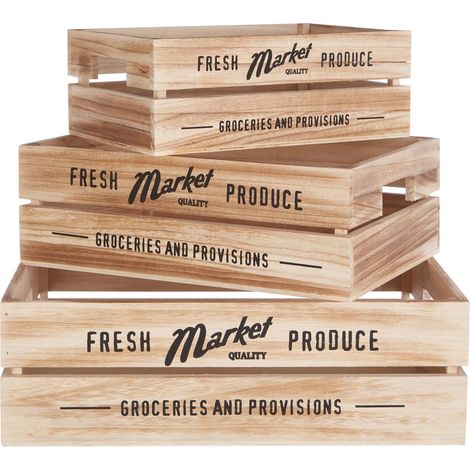 Premier Housewares Rustic Provisions Natural Crates - Set of 3 (1/5)