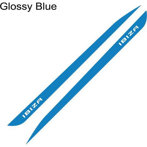 (Bleu brillant) Lot de 2 autocollants compatibles avec Seat Ibiza : style course, sport, drapeau, bas de caisse, bandes décoratives pour carrosserie, accessoires de tuning et de personnalisation. (1/5)