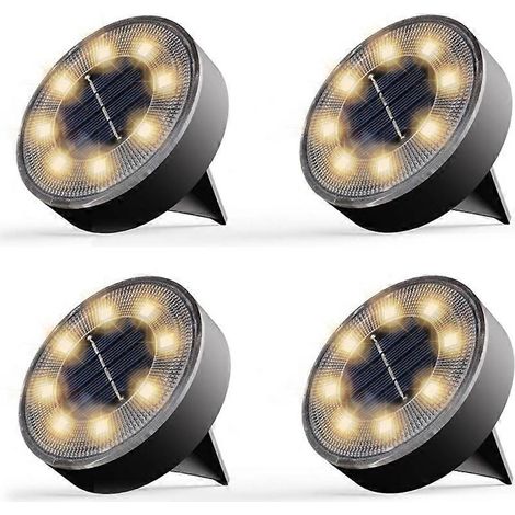 Lampes solaires de sol étanches IP68, lampes solaires circulaires pour éclairage paysager extérieur, terrasse, jardin, allée, lumière chaude-AquaForge