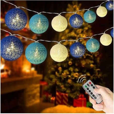 Guirlande Lumineuse Boule Coton LED USB, 3 M 20 LED 8 Modes avec Télécommande Minuterie, pour décoration de Balcon, Noël, Mariage, Fête, Chamber (1/5)