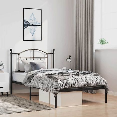 vidaXL Estructura cama sin colchón con cabecero metal negro 100x190 cm (1/5)