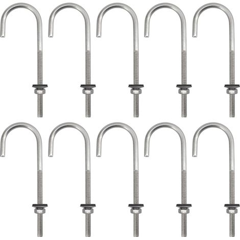 Lot de 10 boulons d'ancrage de toiture en acier inoxydable 304 à longue tige avec écrou hexagonal et rondelle M6 x 50 x 100 mm (1/5)