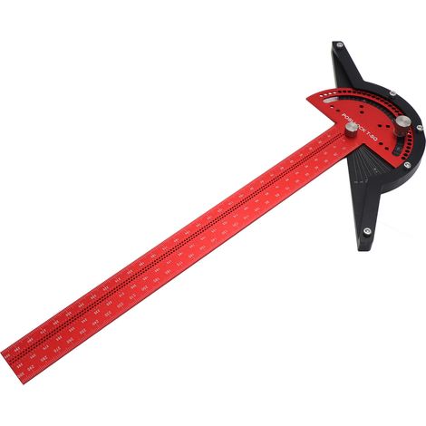 Winkelmesser für Holzbearbeiter, Aluminiumlegierung, rot/schwarz, verstellbarer Winkel, T-Winkel-Lineal für die Holzbearbeitung (1/5)