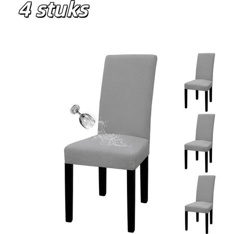Lot de 4 housses de chaise de salle à manger extensibles, épaisses, lavables en machine, pour maison, restaurant et réception, gris (1/5)