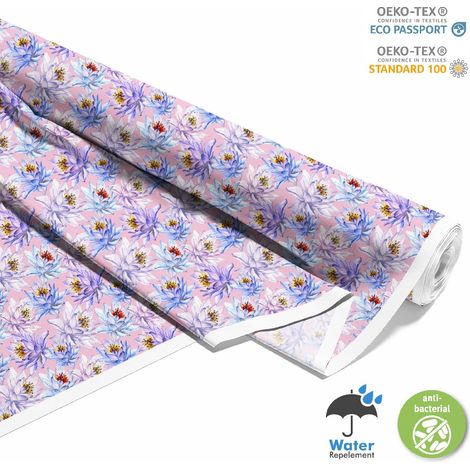 TISSUS DÉCORATIFS D'EXTÉRIEUR OXFORD - motif fleurs de lotus tropiques I DX227 (1/5)