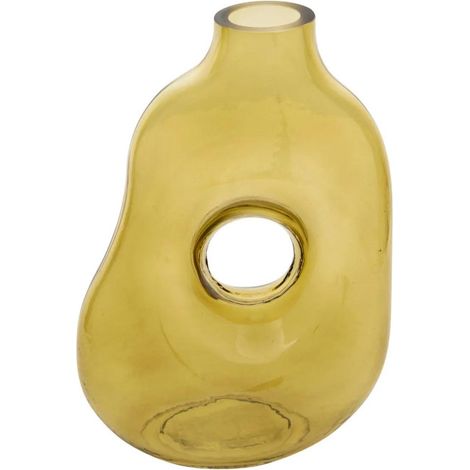 Vase Donut en Verre "Solag" 24cm Vert Kaki (1/3)
