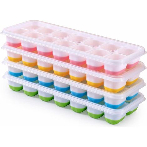 Eiswürfelform mit Deckel, 4er Set, stapelbar, 56 Eiswürfel (1/5)