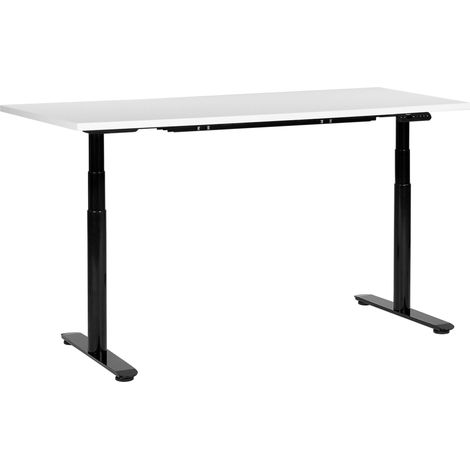 Schreibtisch elektrisch höhenverstellbar DESTINAS Weiß / Schwarz 160 cm 72 cm
