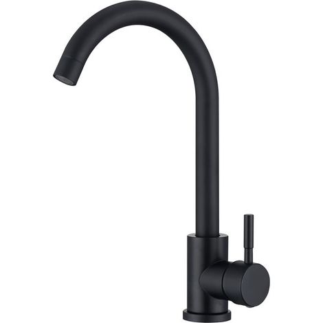 Mitigeur de Cuisine Noir Robinet de Cuisine Bec Rotatif 360° Robinet Mitigeur d'Evier en Acier Inox Durable (1/5)
