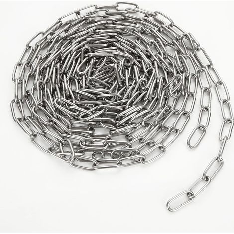 6M - 3mm Chaîne en Acier Inoxydable 304 Solide et Robuste Avec Maillons Soudés en Acier pour clôture, Promenade et Chaîne de Chien, Chaîne de Séchage, Charge Maximale de 200KG (1/5)