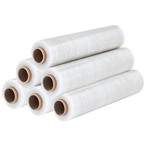 Koem pack de 6 rouleaux de film e'tirable manuel transparent cm 50x250 m pour l'emballage, l'expe'dition et le de'me'nagement