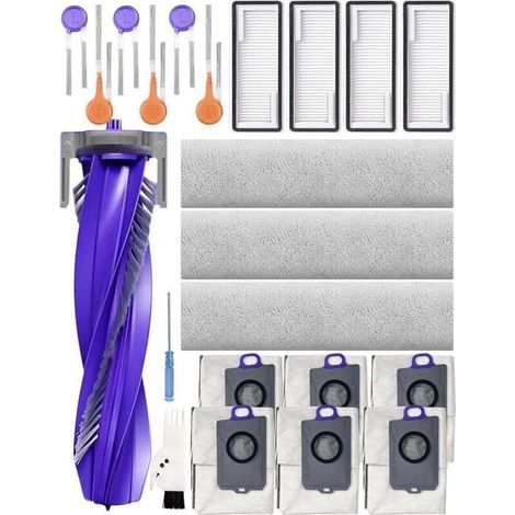 22 accessories for the Narwal Flow robot vacuum cleaner: 1 main brush, 3 track pads, 4 HEPA filters, 6 side brushes, 6 dust bags, 1 cleaning brush, and 1 screwdriver. (1/4)