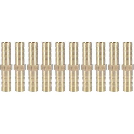 (6mm 10pcs)Two Way Straight Pipe Fitting Brass Barbed Connector Tube Joint 6/8/10/12/14/mm