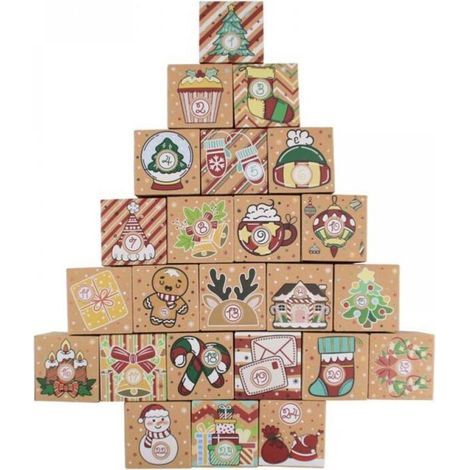 24PCS Boîtes Calendrier de l'Avent Vide à Remplir - Calendrier de l'Avent 2025 - Boîtes Cadeaux de Noël DIY - Sacs de Papier Kraft (1/5)
