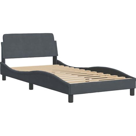 Bed Frame "Dover" Dark Grey 100x190 cm Velvet vidaXL (1/5)