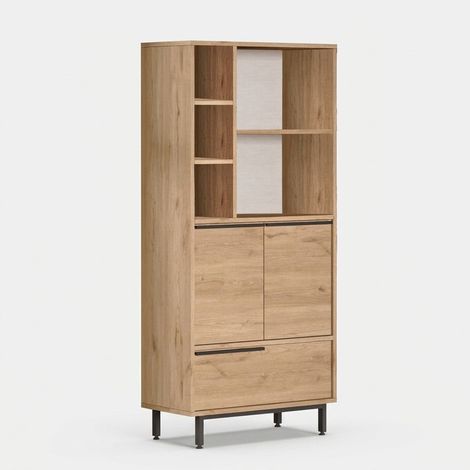 Platzsparender Badezimmerschrank mit Türen und Regalböden Vespis - Walnuss (1/4)