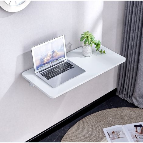 Mesa mural abatible 114x56x16,5 cm de MDF blanco, ahorra espacio, FloraGrace (1/5)