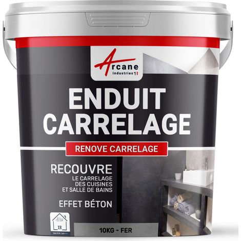 Putz für Fliesen - Fliesen verputzen - Betonbeschichtungs-Effekt - RENOVE CARRELAGE - Eisen - Kit 10kg - 6.5m² für 2 Schichten