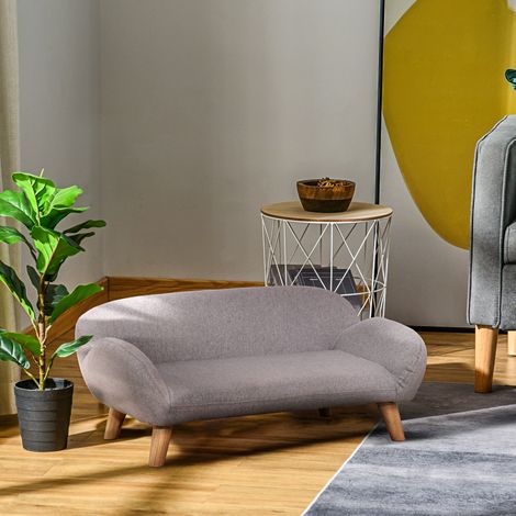 Divano per cani PawHut, divano per animali domestici in stile scandinavo con gambe affusolate in legno, rivestimento in tessuto, 72 x 44 x 31 cm - Grigio