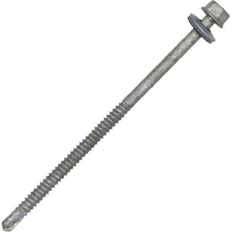 Vis autoperceuse Tête hexagonale TH Lisse 6.3X125 Forte tenue à la corrosion Acier galvanisé à chaud-100 pièces