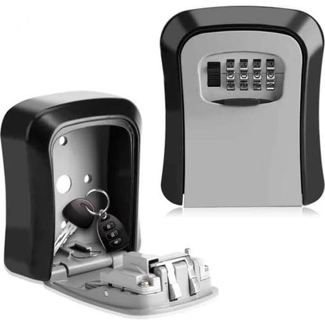 Boite A Clefs,Placards à CléS Boîte à clé murale Boîte de coffre-clé Mini Storage Keybox Key Storage Boîte de verrouillage avec une combinaison à 4 chiffres couvercle imperméable for une utilisation e (1/5)