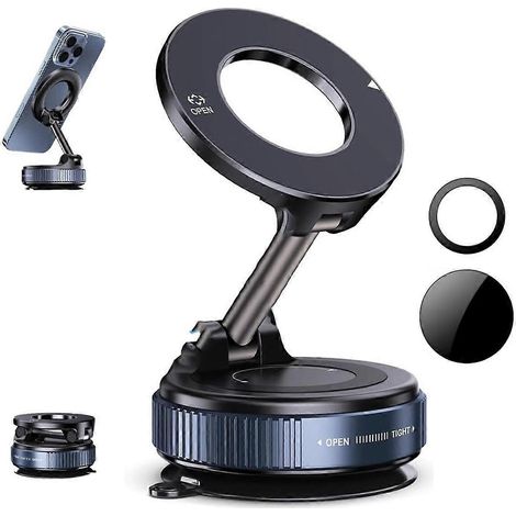 Veltrix Magno Grip Pro 360, support magnétique à ventouse pour téléphone, support de voiture réglable (noir) (1/5)