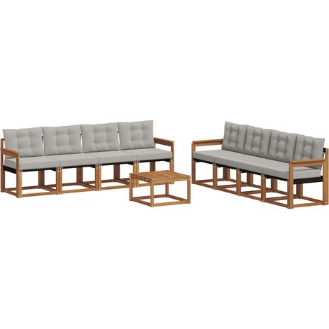 Conjunto de sofás de exterior 9 uds. Gris Natural y Claro vidaXL (1/5)