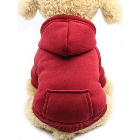 Dog Hoodie Burgundy Size S Chest 35cm 1 Piece Sweatshirt with Pockets Small Dog Warm Dog Clothes Puppy Cat Set (1/5)