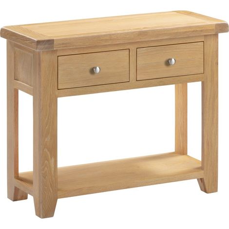 Windsor 2 Drawer Console Table - L34 x W85 x H70.5 cm - Natural Oak