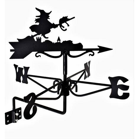 Mini Witch Weathervane - Steel - L38 x W38 x H43.5 cm - Black