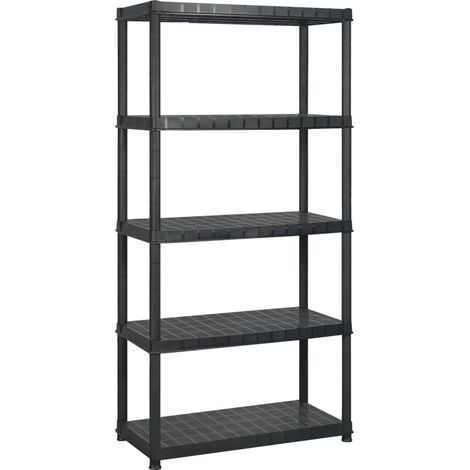 Étagère de rangement à 5 niveaux Noir 255x40x185 cm Plastique (1/5)