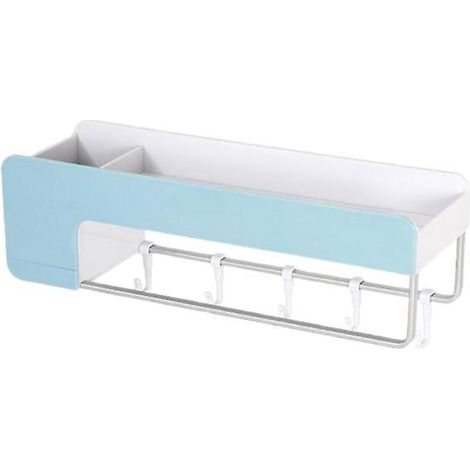 bote De Rangement Porte-serviettes De Salle De Bain Sans Perforation Sans Couture Murale Bleu (1/5)