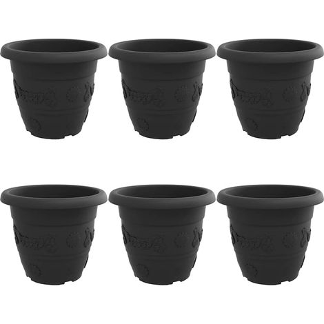 Maison Exclusive - Vaso Rotondo per Fiori 6 pcs Nero Ø 34 x 28 cm Plastica