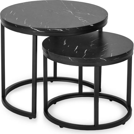 Mauro Couchtisch-Set 43 cm/53 cm Schwarzer Marmor Moderner Glamour (1/5)