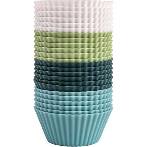Set mit 24 Mini-Silikonformen Muffinformen – Wiederverwendbare Cupcake-Formen für Kuchen, Cremes und Puddings (4 Farben) (1/4)