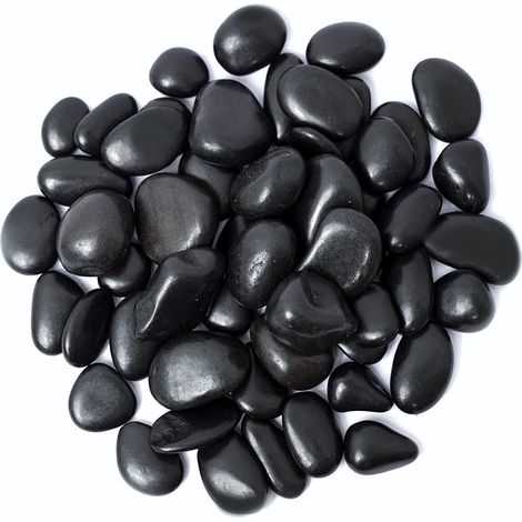 Galets noirs polis pour jardin, décoration de pots de fleurs et paysage - Pierres naturelles décoratives pour intérieur et extérieur (1/5)