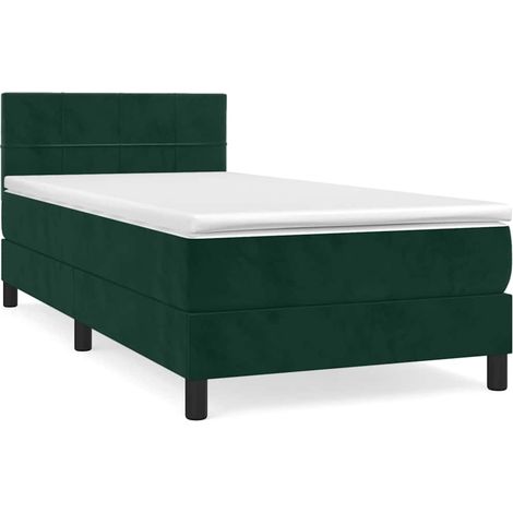 Maison Exclusive - Boxspringbett mit Matratze Dunkelgrün 90x200 c