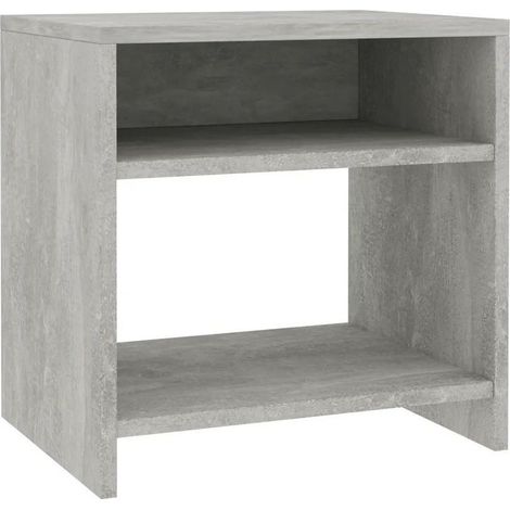 Table de chevet 2 étagères bois gris effet béton Fefi (1/5)